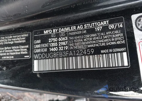 2015 Mercedes-Benz S 550 4Matic из США, поврежденный, VIN WDDUG8FB3FA122459